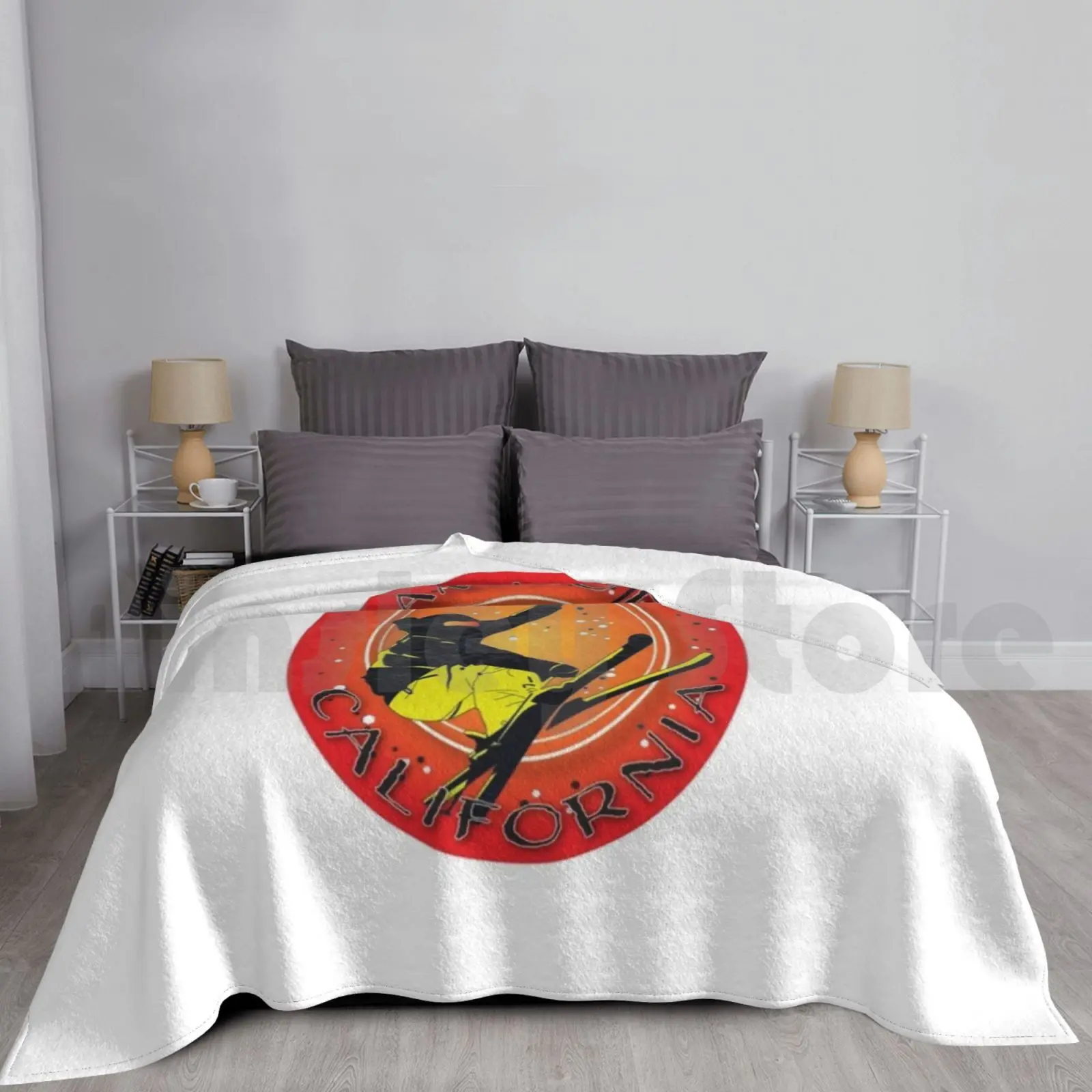 California Yosemite Sticker Blanket For Sofa Bed Travel Ski Resort Hiking