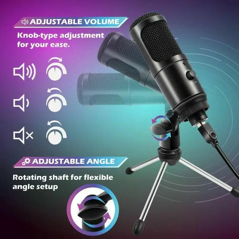 

USB Microphone Professional Condenser Microphones For Pc Computer Studio Laptop Recording Gaming Streaming Singing Mikrofon T3E1