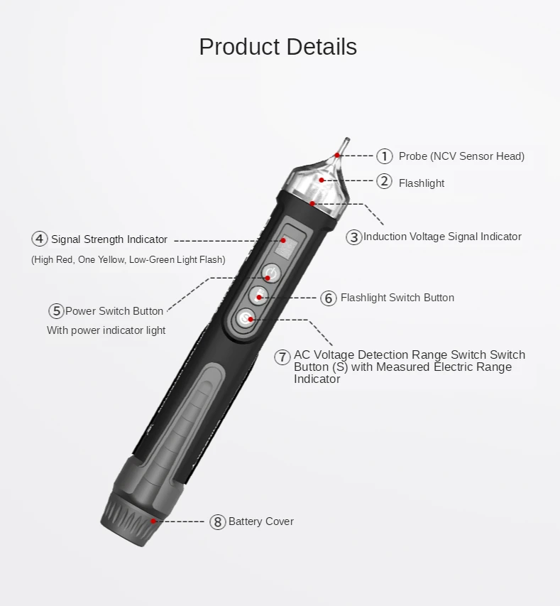 

Non-contact type induction test pen high-precision household electrician detection line breakpoint test pen multi-function