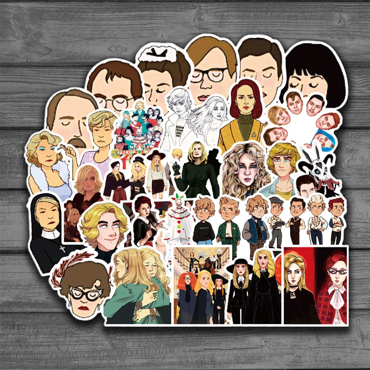 

50 шт./упак., ужасная ТВ-серия, американская история ужасов, наклейка s для игрушек, водонепроницаемая наклейка, наклейки на ноутбук, велосипед...