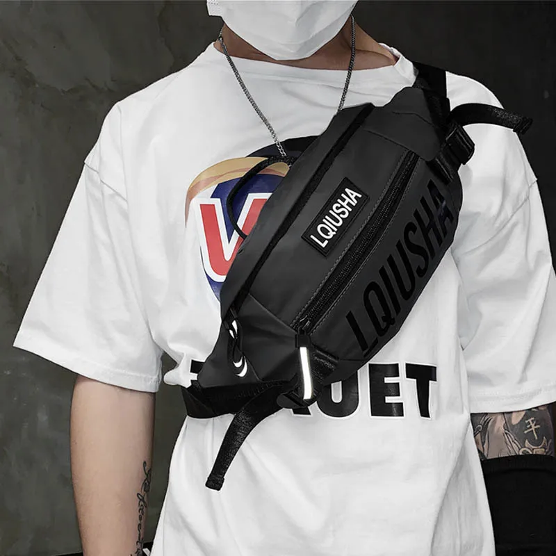 

Reflective Men Chest Bags Street Trend Waist Bags Unisex Crossbody Pouch Travel Handbag Boy Short Trip Bag Phone Pouch
