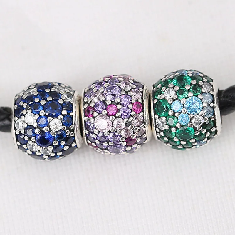 

Original 925 Sterling Silver Bead Round With Crystal Beads Fit Pandora Women Bracelet & Necklace Diy Jewelry