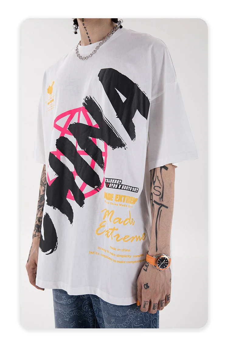 

CHINA Printed Fashion Hip Hop T Shirts Men/Women Oversized Streetwear 2021 Summer Short Sleeve Tshirts for Lovers