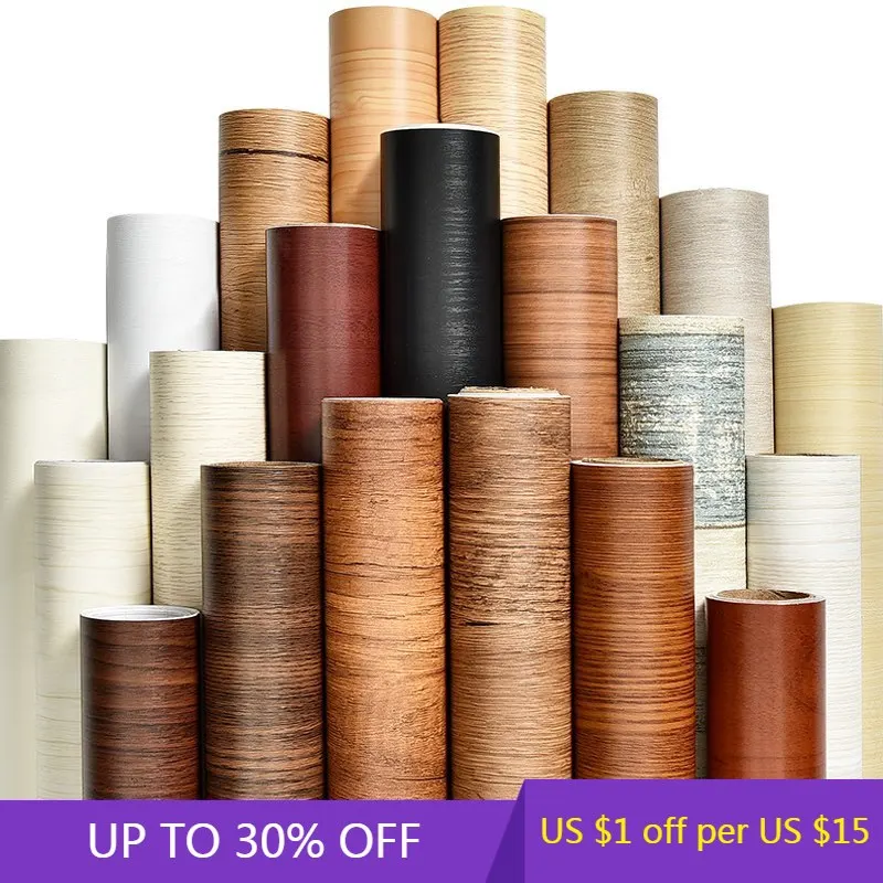 

PVC kitchen wood grain wallpaper furniture wardrobe refurbished wallpaper home office decoration luxury wall stickers