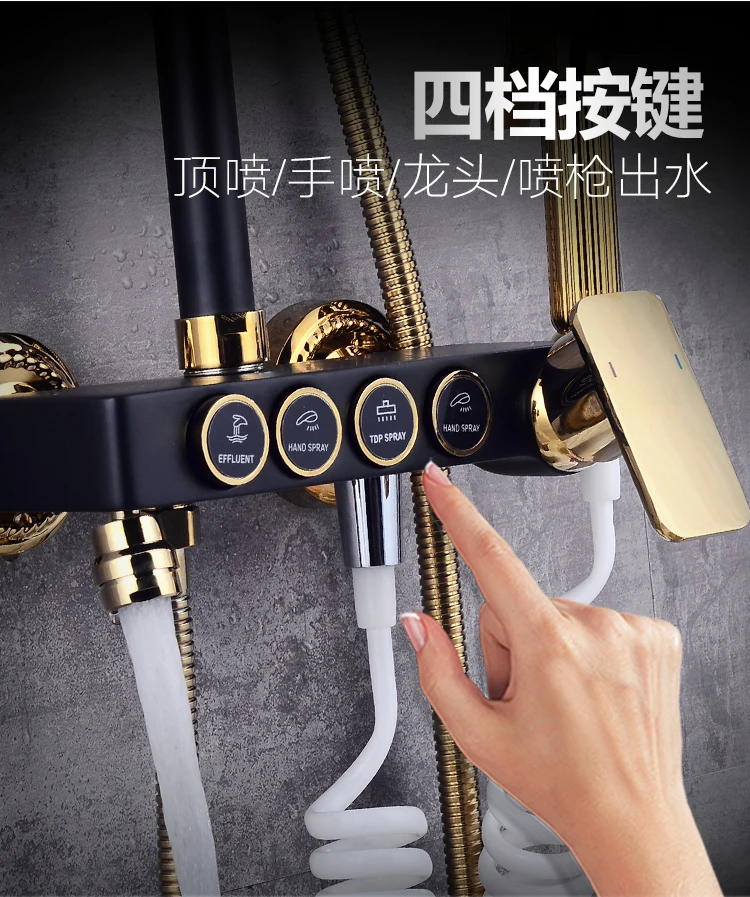 

Bathroom Pressurized All Copper Constant Temperature White Shower Set European Toilet Paint Black Shower Nozzle Shower Set