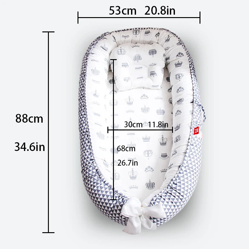 

Comfortable Soft Stuffed Cotton Baby Crib Cute Cartoon Newborns Anti-pressure Bionic Bed Portable Detachable Washable Kids Nest