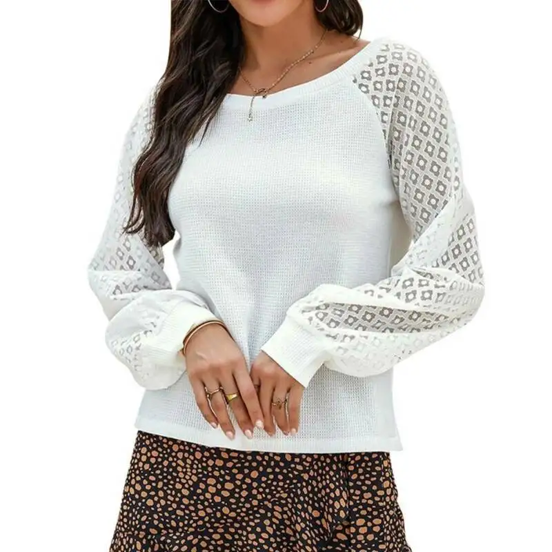 

Women Hollow Long Sleeve Blouse T-Shirt Tops Ladies Crew Neck Baggy Shirt Tee