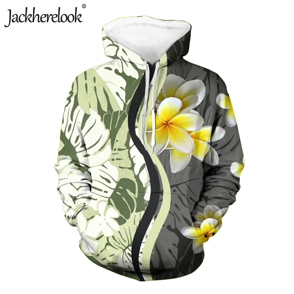 

Jackherelook Polynesian Hibiscus Plumeria Leaves Print Harajuku Hoodies for Women's Loose Top Long Sleeve Streetwear Sweatshirt