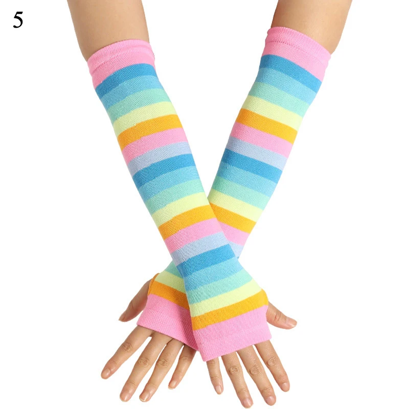 Летние мужские и женские перчатки с радужными полосками для защиты от УФ-лучей