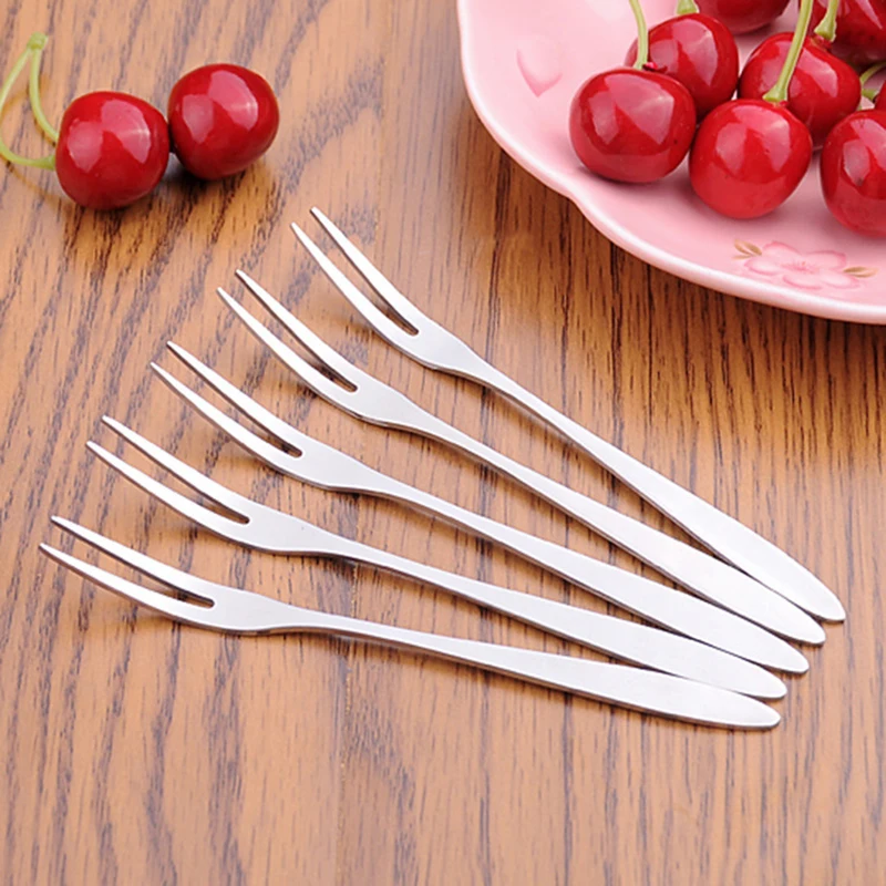 

6/12pcs Stainless Steel West Tableware Fruit Fork Set Tableware Multiple Use Snack Cake Dessert Forks Cafeteria Home Accessory