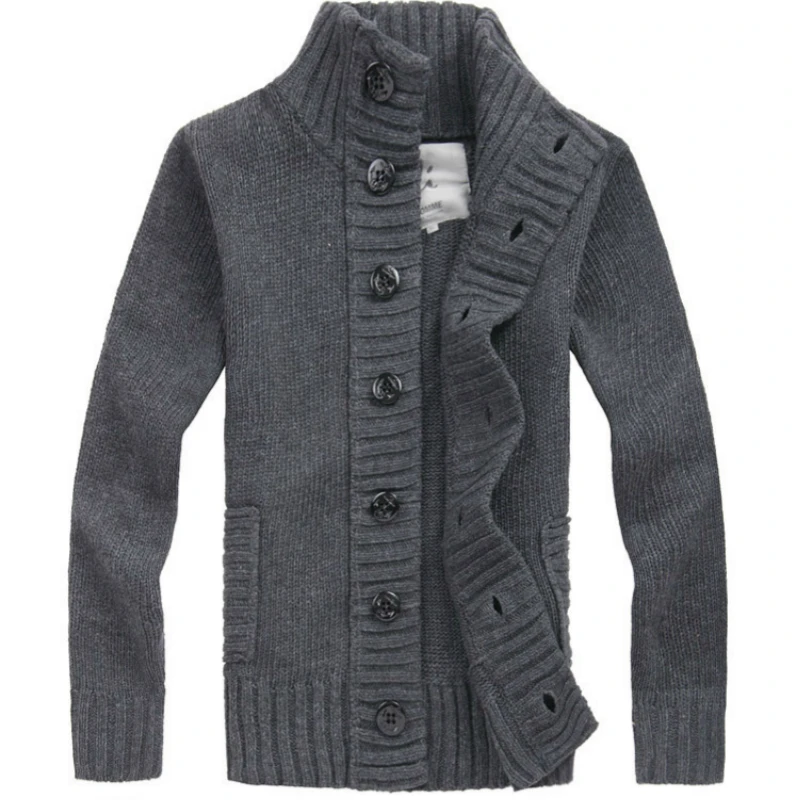 

Men's Winter Thick Knitted Sweater Coat Long Sleeve Cardigan Fleece Full Button Male Causal Plus Size Clothing for Autumn