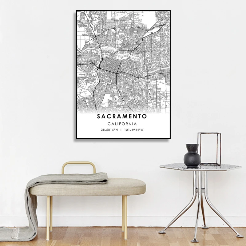 

Sacramento map print poster canvas | Sacramento California city map print poster canvas