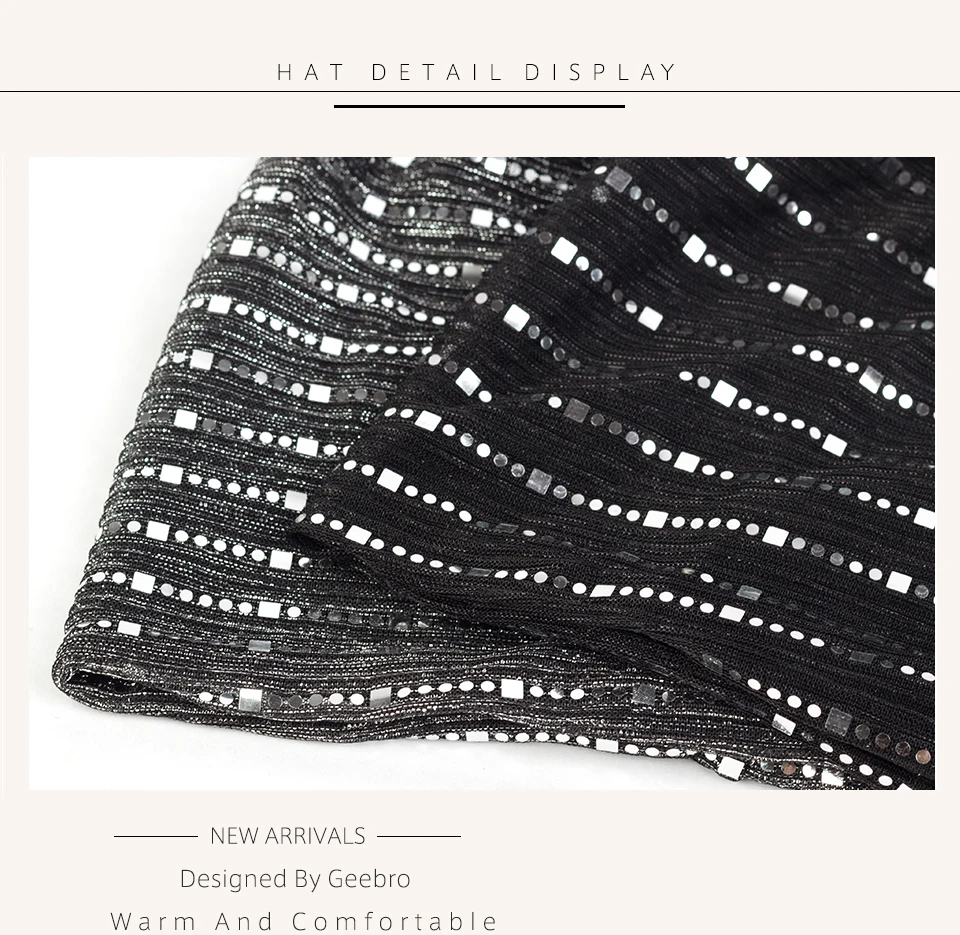 Geebro Модные женские свободные весенние зимние металлические блесток Skullies Beanies для девушек и женщин элегантные унисекс Женские шапки DQ914