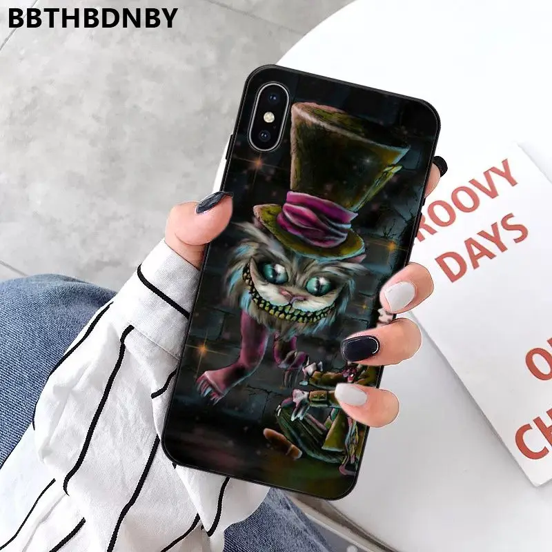 Чехол для телефона Чеширский Кот черный мягкий чехол iPhone 11 pro XS MAX 8 7 6 6S Plus X 5 5S SE XR