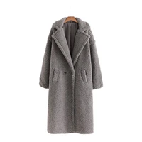 autumn winter women gray teddy coat stylish female thick warm cashmere jacket casual girls streetwear