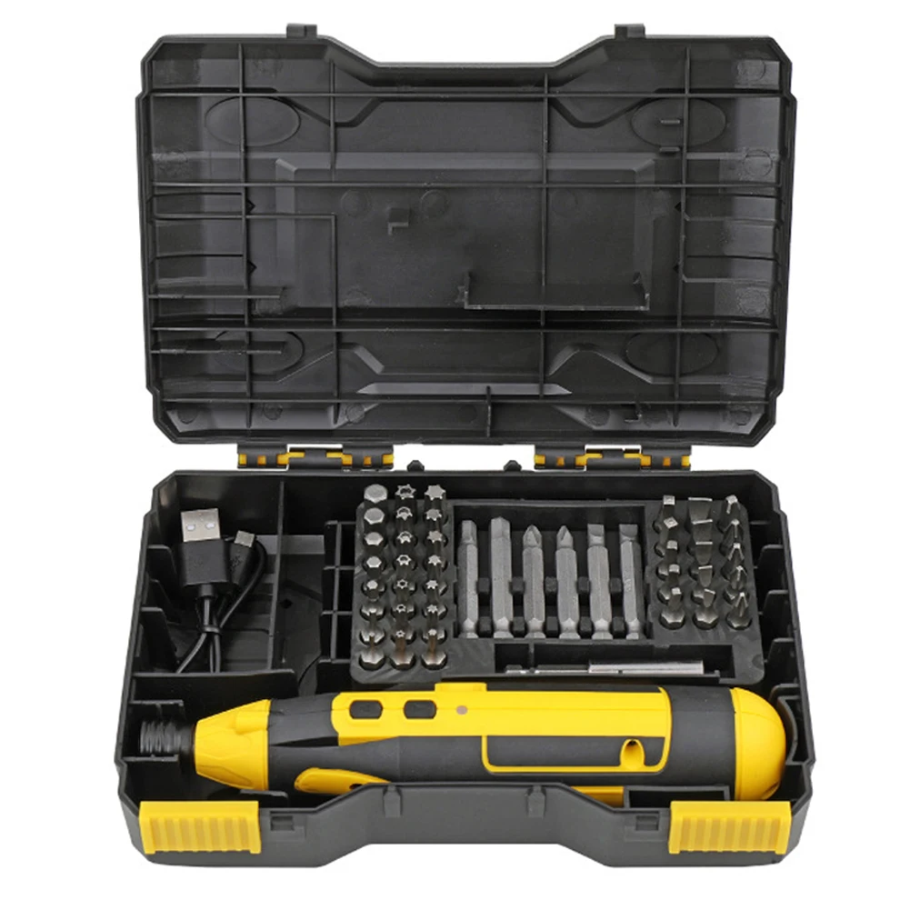 

Portable Electrical Screwdriver Set Cordless 4V Electric Drill USB Rechargeable Carbide Drill Handle Bit Set Drill with LED Nice