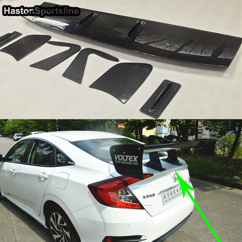 Для Hon da Civic спойлер для заднего багажника из углеродного волокна V образный стиль