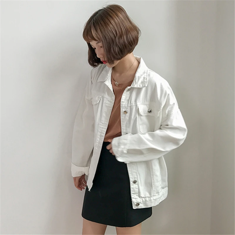 

Denim Spring Autumn New Jacket Women Long sleeve Jean Coat Streetwear Vintage Candy Jackets Plus Size loose Casual Outerwear s