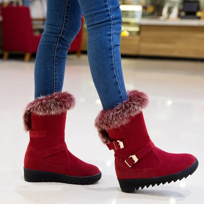 Зимние ботинки женские нескользящие с круглым носком плоская подошва средняя