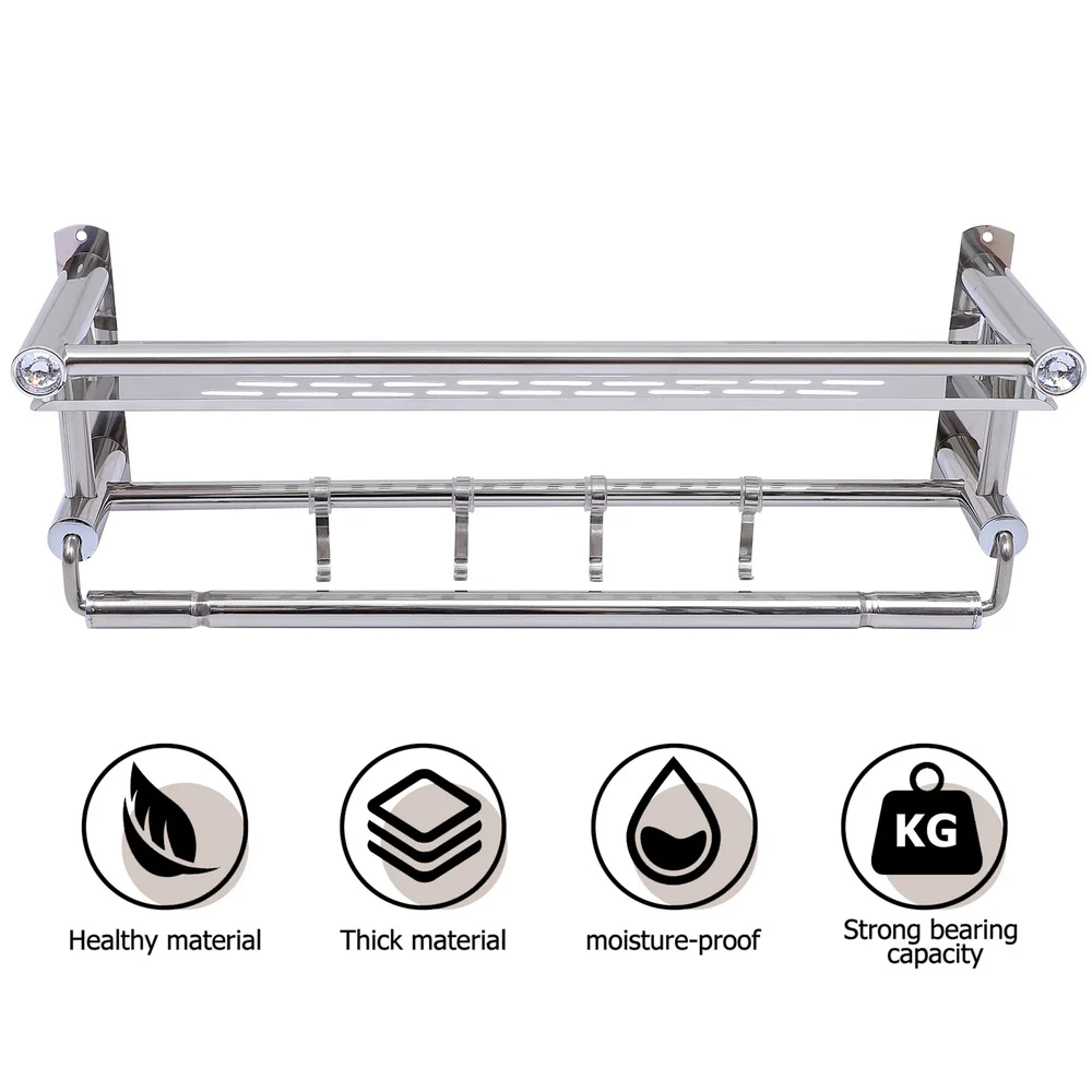 

Wall-mounted Storage Rack Decorative Storage Stand with Screw Glue (Steel Color)