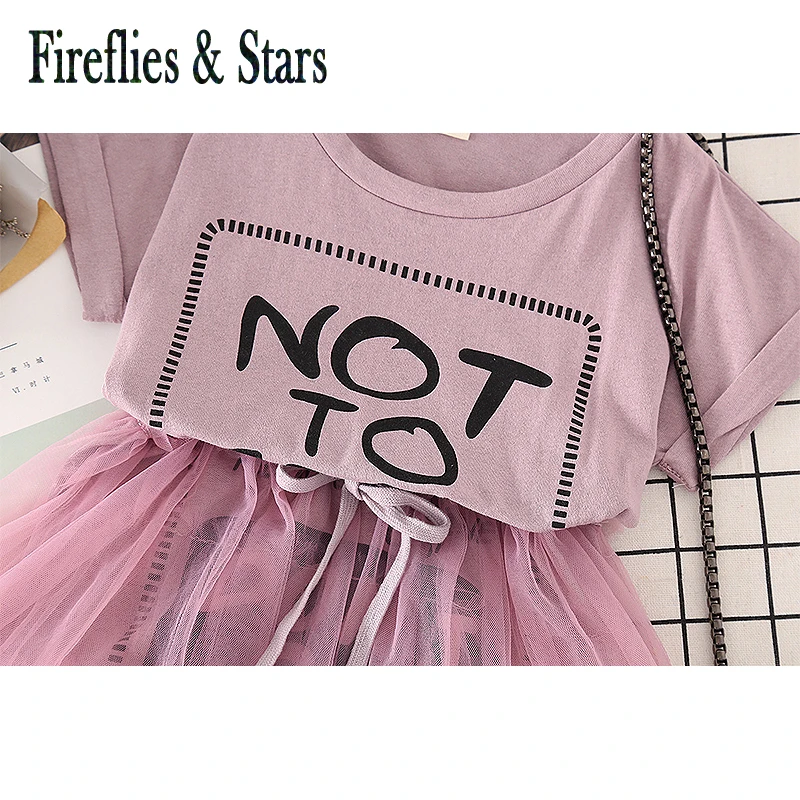 Летнее платье-футболка для девочек детское платье платье-пачка модная одежда