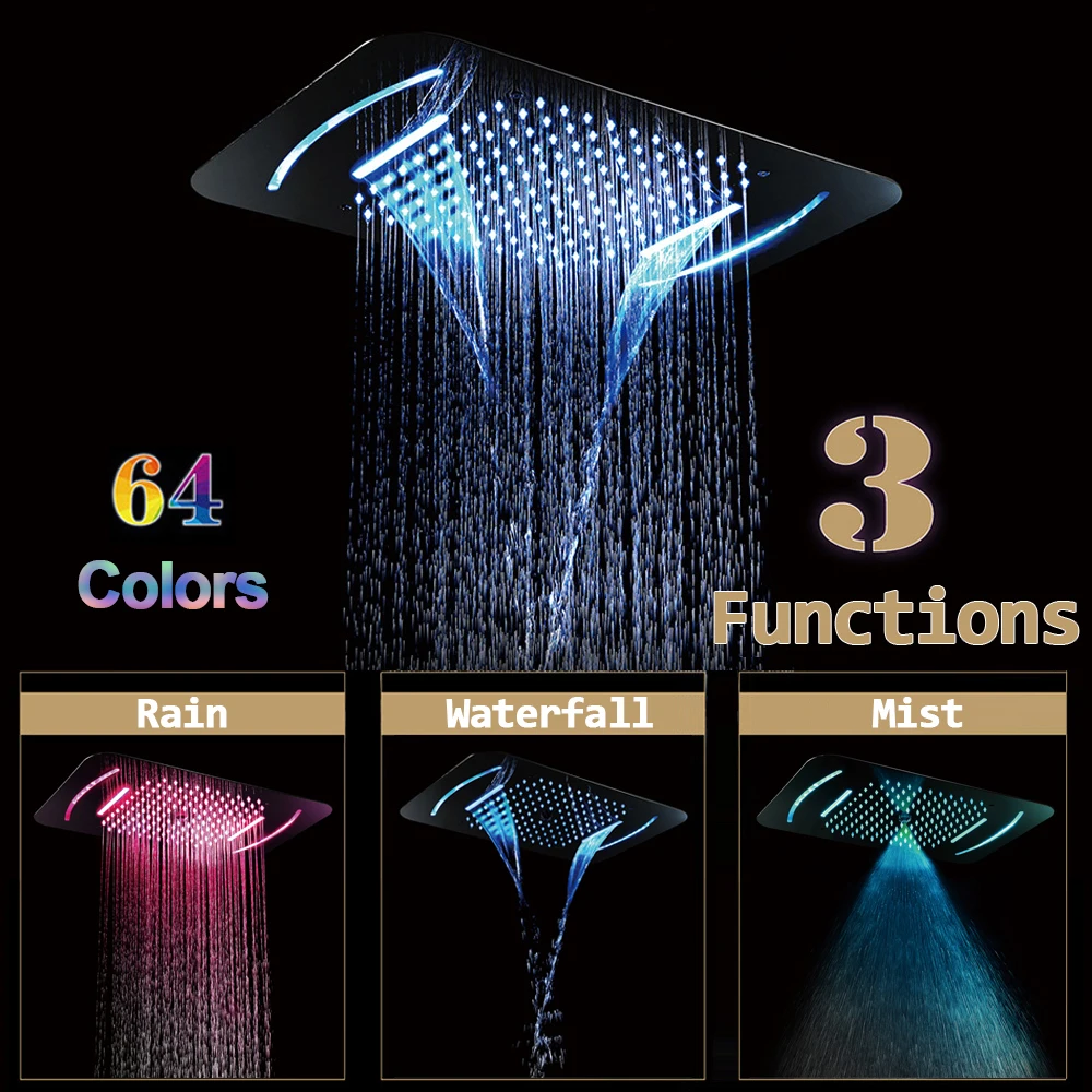 

M Boenn Shower System Rainfall LED Showerheads Bathroom Faucet Concealed Mixer Thermostatic Valve Embedded Ceiling Shower panel