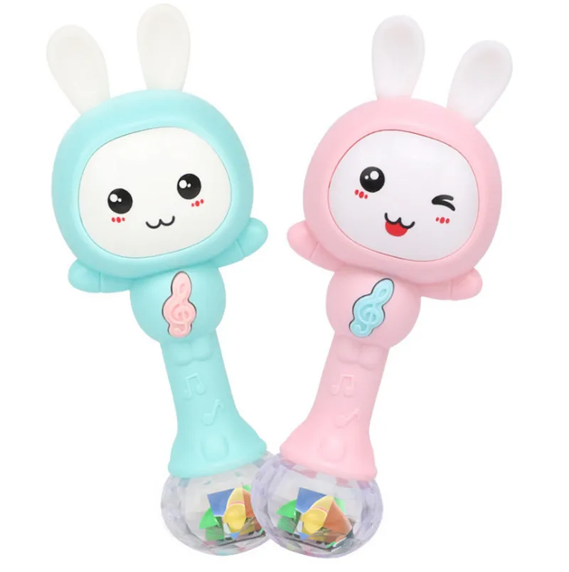 

Baby Musical Rattle and Teethers, Sing Rabbit Baby Toy with 6 Classic Songs and Light for Toddlers Infant