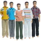 5 шт., высококачественные мужские наряды для кукол, мягкая полосатая футболка, брюки, одежда принцессы для куклы Барби, аксессуары для кукол кем