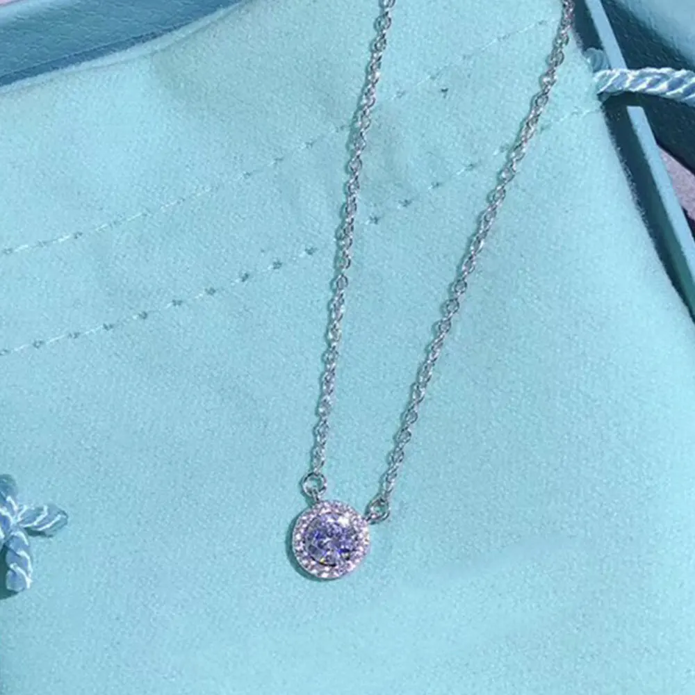 

AYBS Real925 Necklaces High Quality Original 1:1 LOGO Shining Circle Necklace Woman TIF Luxury Jewelry Brand Hot Trend