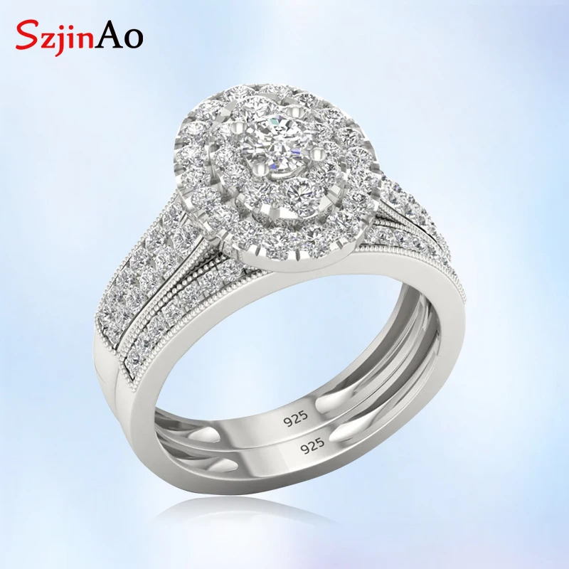 Набор Колец szjinao из серебра 925 пробы с бриллиантами для женщин|ring for|rings for womenring set |