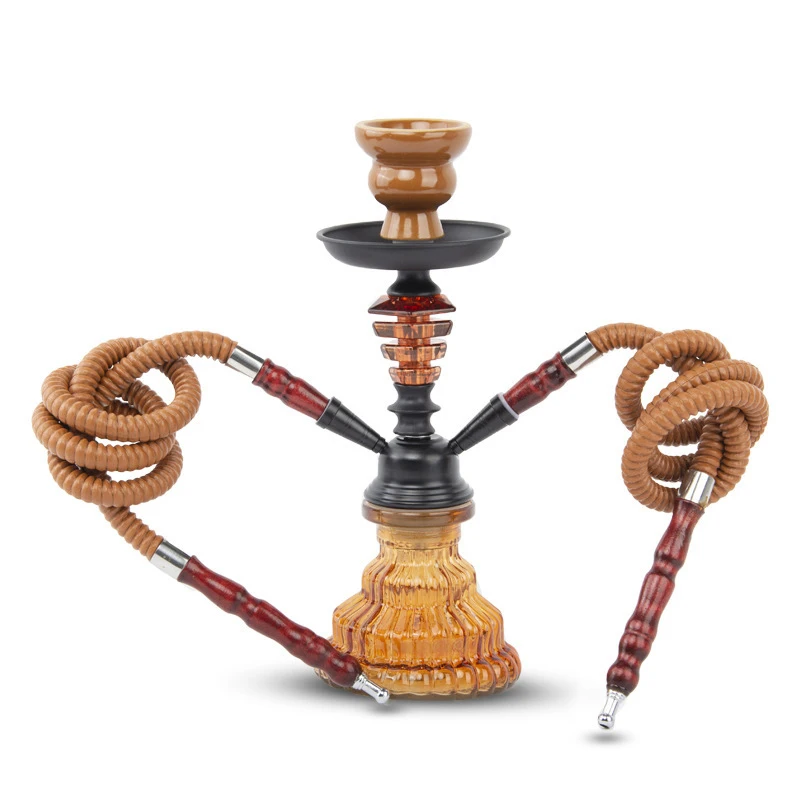 

Hookah Arab Chicha Smoking Accessories Glass Base Shisha Double Root Plastic Pipe Hookah Ceramics Bowl Hookah Cachimba Gift