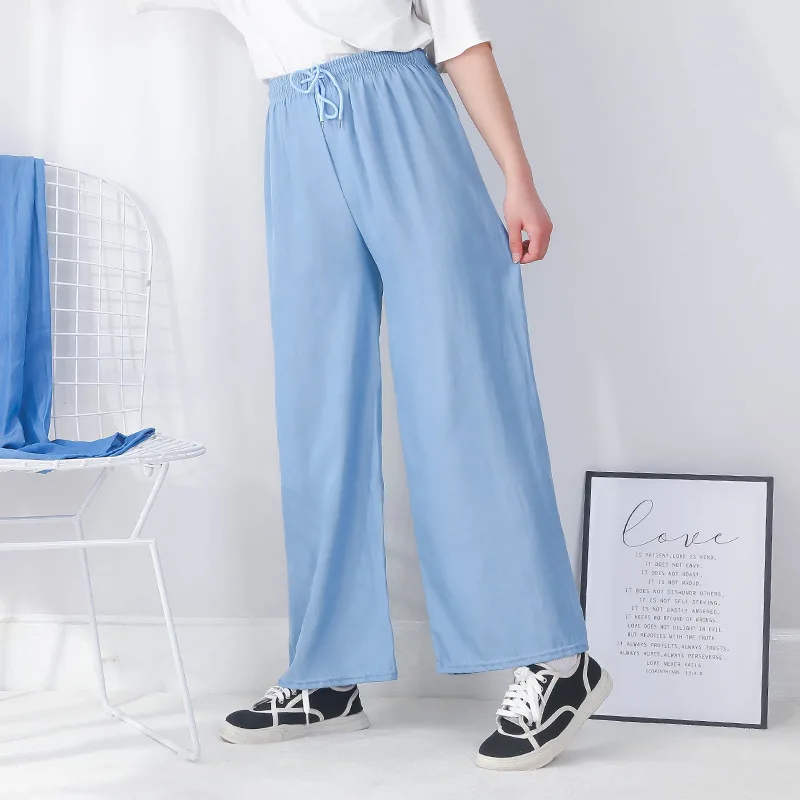 

Tencel jeans women's 2021 summer new high waist loose straight tube slim casual ice silk drop feeling wide leg pants