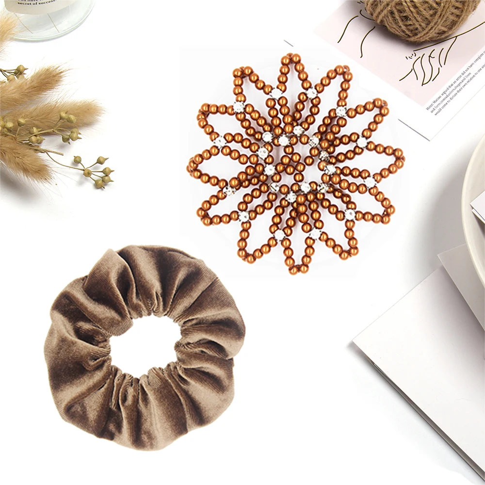 Резинки для волос девочек и женщин эластичные жемчужины горный хрусталь 2 шт. |