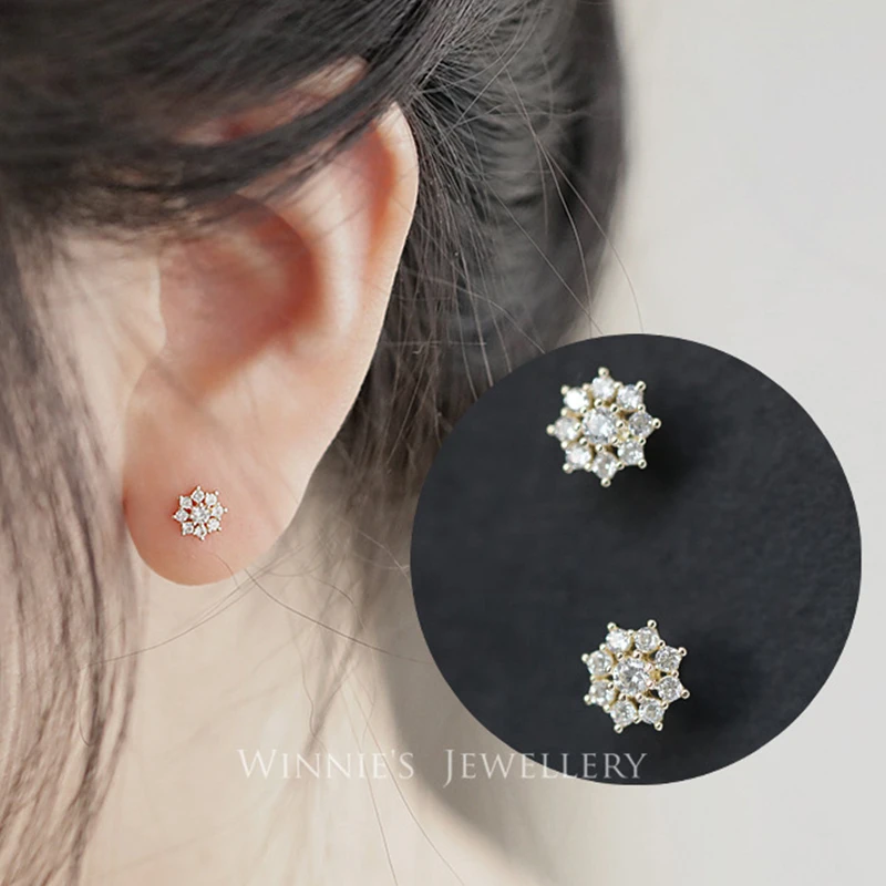 Женские серьги гвоздики из серебра 925 пробы с фианитами|silver stud earrings|sterling silver