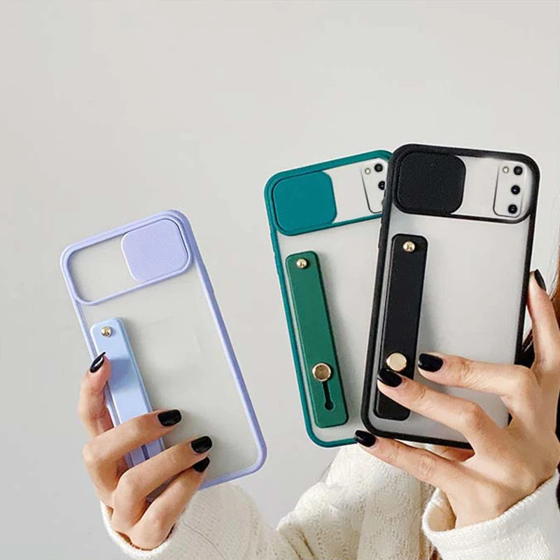 wrist strap phone holder case for samsung galaxy a32 4g a52 a72 a12 s21 plus note 20 ultra a51 a71 a02s s20 fe matte cover free global shipping