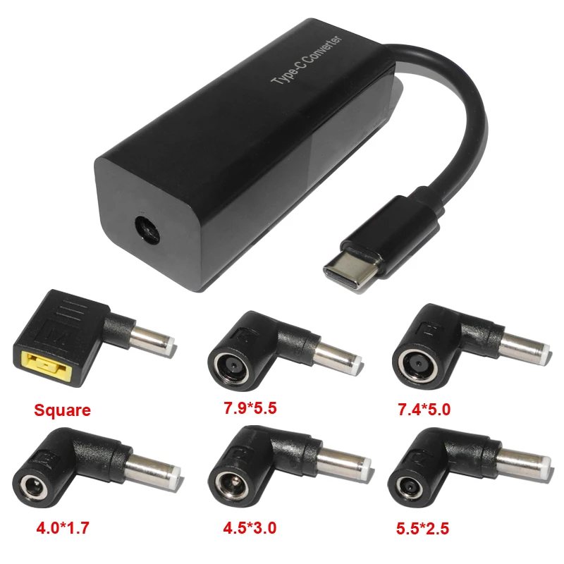 Универсальный адаптер постоянного тока для ноутбука с разъемом USB Type-C и штекером