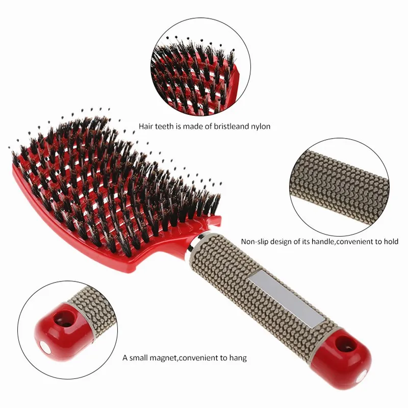 

2021 New Hair Styling Brush Massage Comb Wet Curly Detangle Hair Scalp Bristle Nylon Hairbrush For Salon Hairdressing Tools