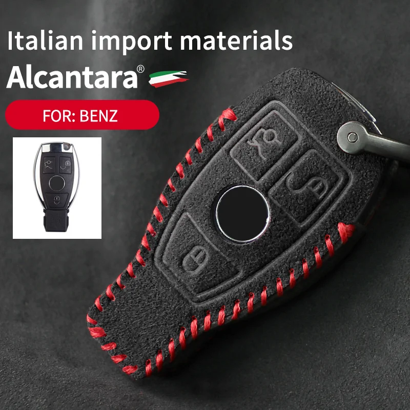 

Car Key Case for Mercedes Benz A/B/C/E class GLA GLC GLS GLB GLE Alcantara Full Cover Key Shell Car Accessories