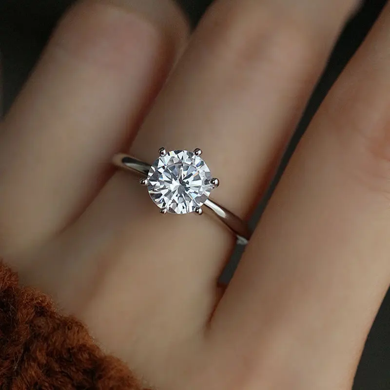 

s925 sterling silver simulation diamond diamond ring wedding ring opening adjustable size fashion wedding ring