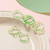 5pcs fashion transparent acrylic resin geometry set ring elegant temperament rings for women girls party jewelry 2021