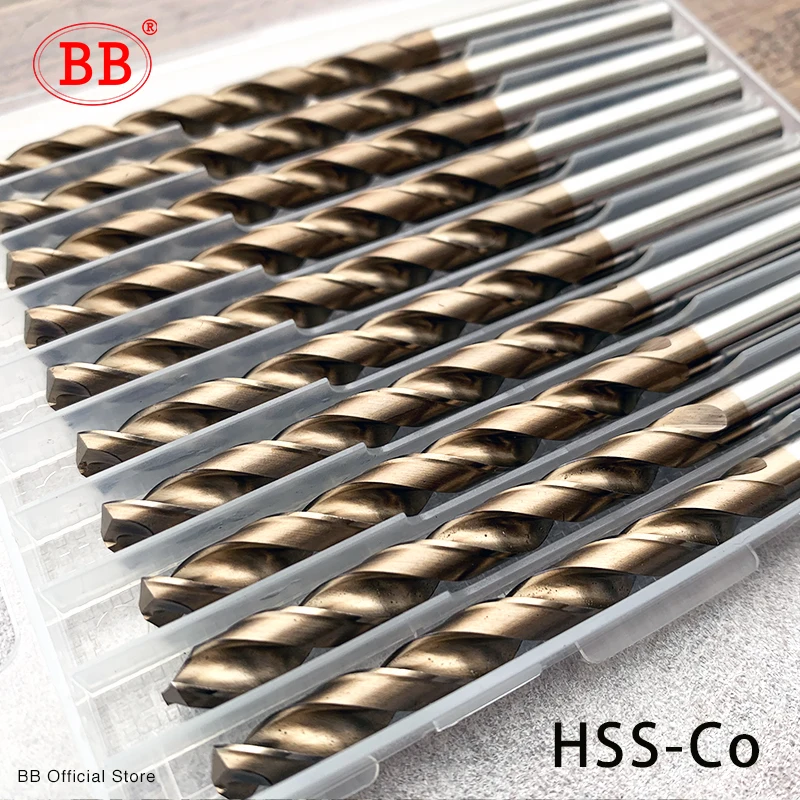 BB Cobalt Twist Drill Bit M35 EX HSSCO HSSE Metal Aluminum Copper Stainless Steel Wood Hole Tool Titanium 1mm-13mm Set 5/10Pcs