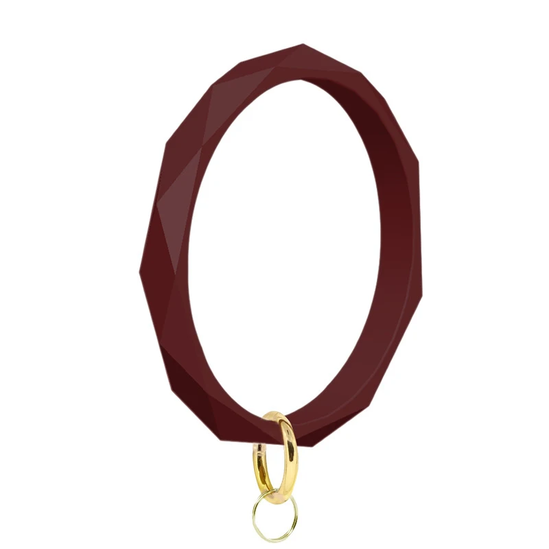 Цепочка для ключей с круглым вырезом модный однотонный браслет из силикагеля