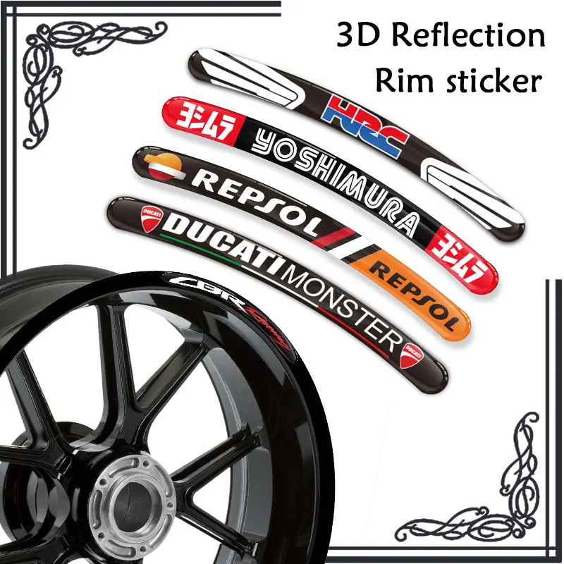 3D гелевые наклейки для мотоцикла светоотражающая полосатая лента HRC CBR REPSOL Benelli GSXR