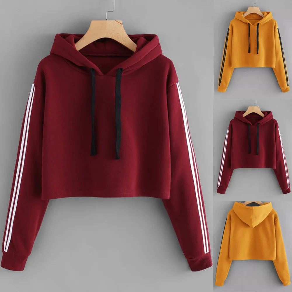 

women Striped Long Sleeve Hoodie Sweatshirt Jumper Hooded Pullover Tops hoodies for gilrs sweatshirt