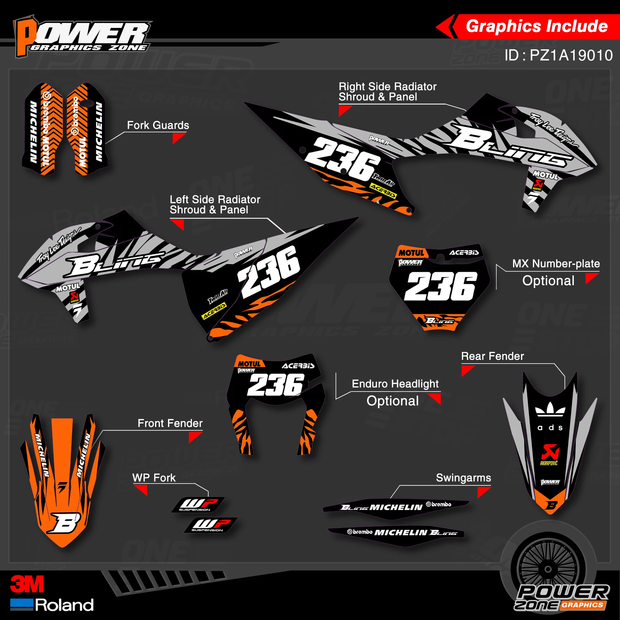 Персонализированные графические фоны PowerZone Team наклейки 3M Набор наклеек для KTM SX SXF