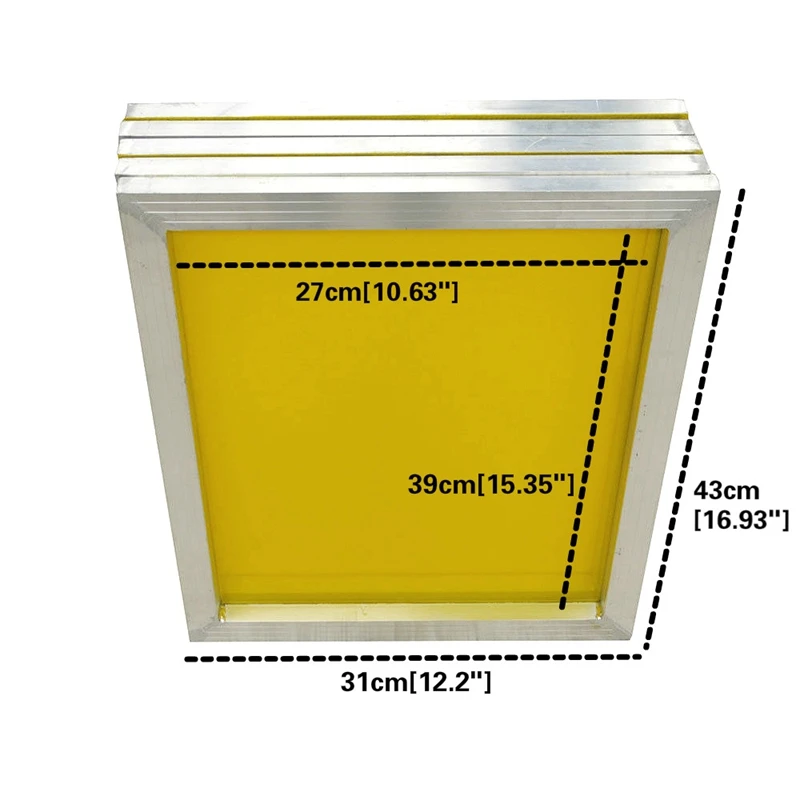 

1Pc 120T Mesh Reusable Aluminum Silk Sn Printing Frame 27X39Cm with 300Tpi Yellow Mesh for Making Stencil