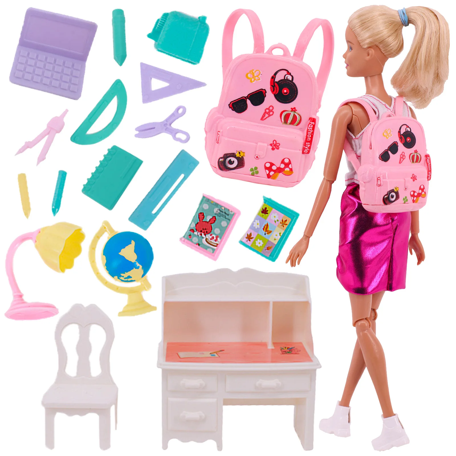 Набор аксессуаров для кукол вечернего платья для 11,5-дюймовых Барби, 30 см Блайт и 1/6 BJD игрушек для школы и учебной мебели.