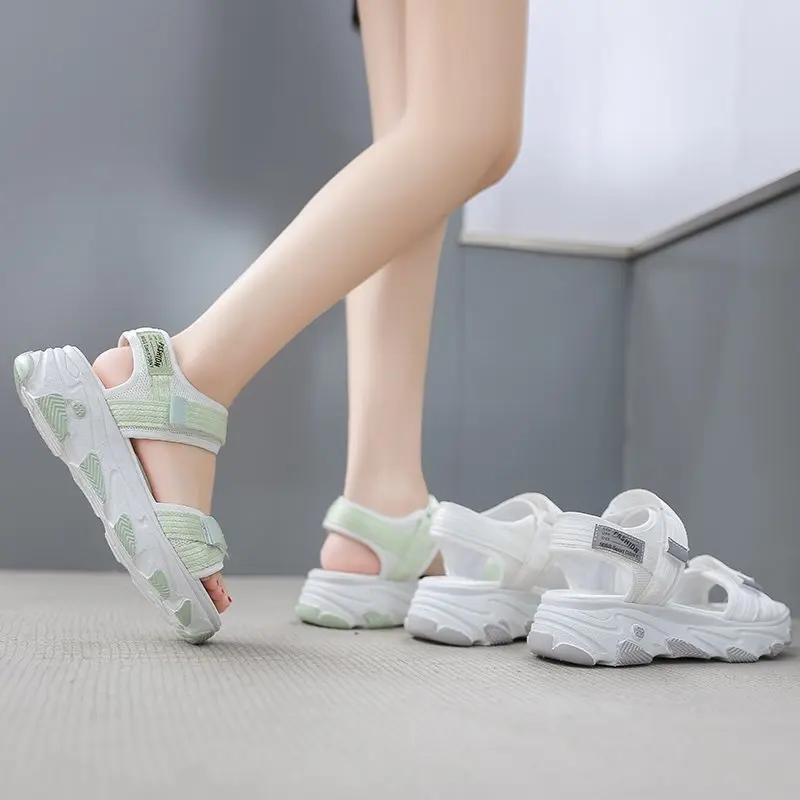 

Roman Sandals 2021 Summer Female Shoe All-Match Clear Heels Med Espadrilles Platform Muffins shoe Clogs Wedge Gladiator Girls Ne