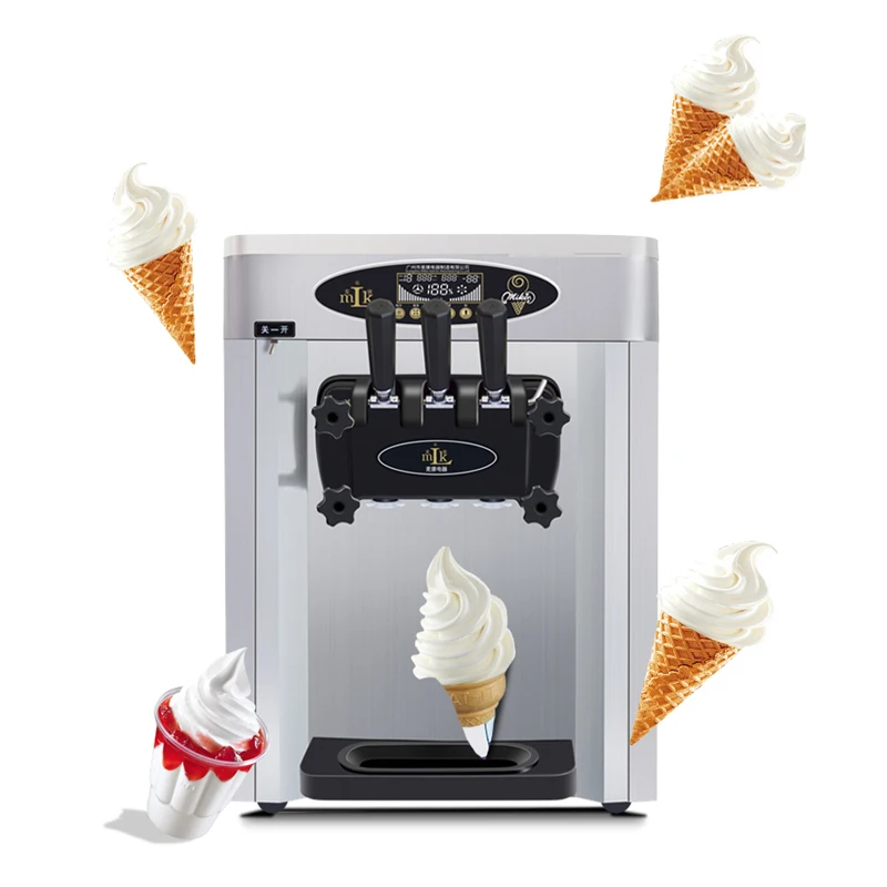 

Hot selling ice cream desktop mini soft ice cream stainless steel vending machine 3 flavor ice cream machine 25L / H