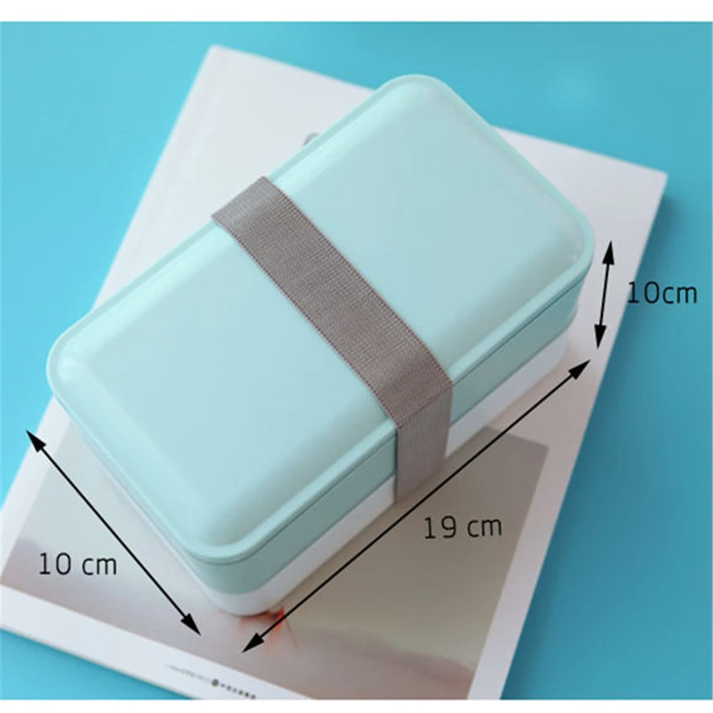 Двухслойная коробка для хранения ланча Tiffin Kawaii пластиковые коробки Bento
